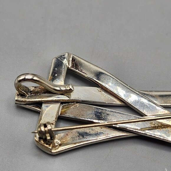 Elongated Star Brooch Pendant Sterling Silver Mexico 925 Vtg Stretched - Picture 6 of 8